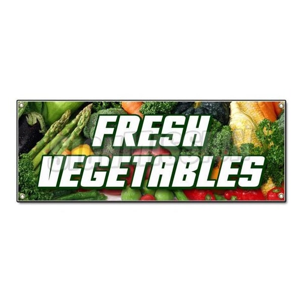 Signmission FRESH VEGETABLES BANNER SIGN produce farm farmer market just picked veg organic B-Fresh Vegetables - main